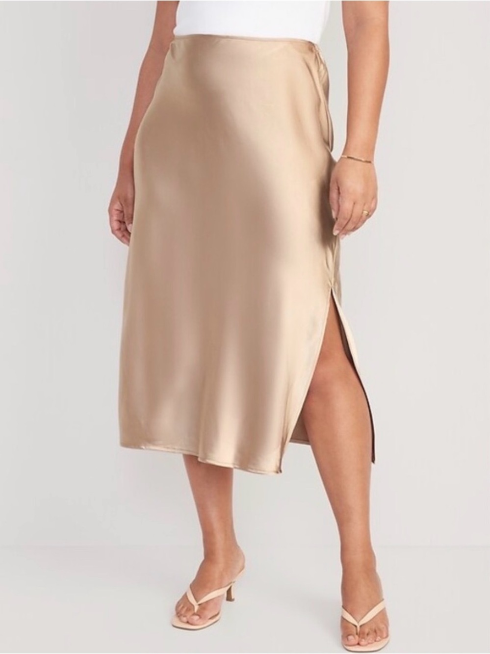 Old Navy Mocha Taffy Satin Midi Slip Skirt NWT Size 2X - Picture 9 of 15